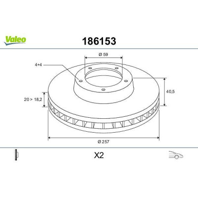 Disco de travão 186153 VALEO