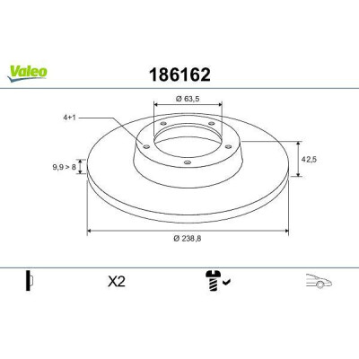 Disco de travão 186162 VALEO