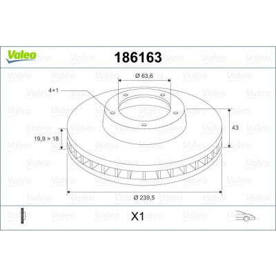 Disco de travão 186163 VALEO
