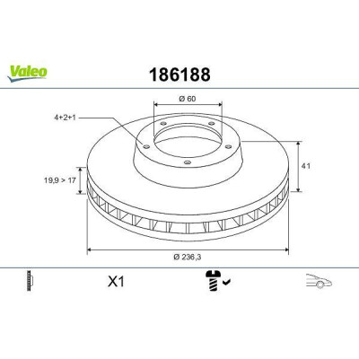 Disco de travão 186188 VALEO