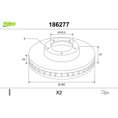 Disco de travão 186277 VALEO