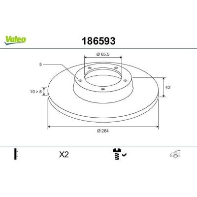 Disco de travão 186593 VALEO