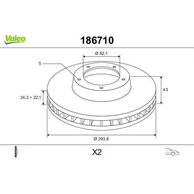 Disco de travão 186710 VALEO