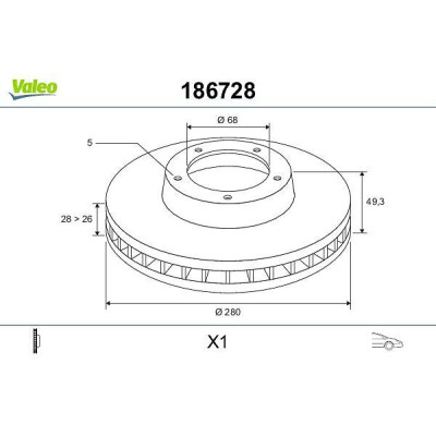Disco de travão 186728 VALEO