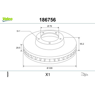 Disco de travão 186756 VALEO