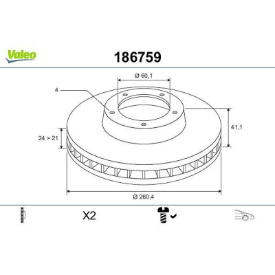 Disco de travão 186759 VALEO